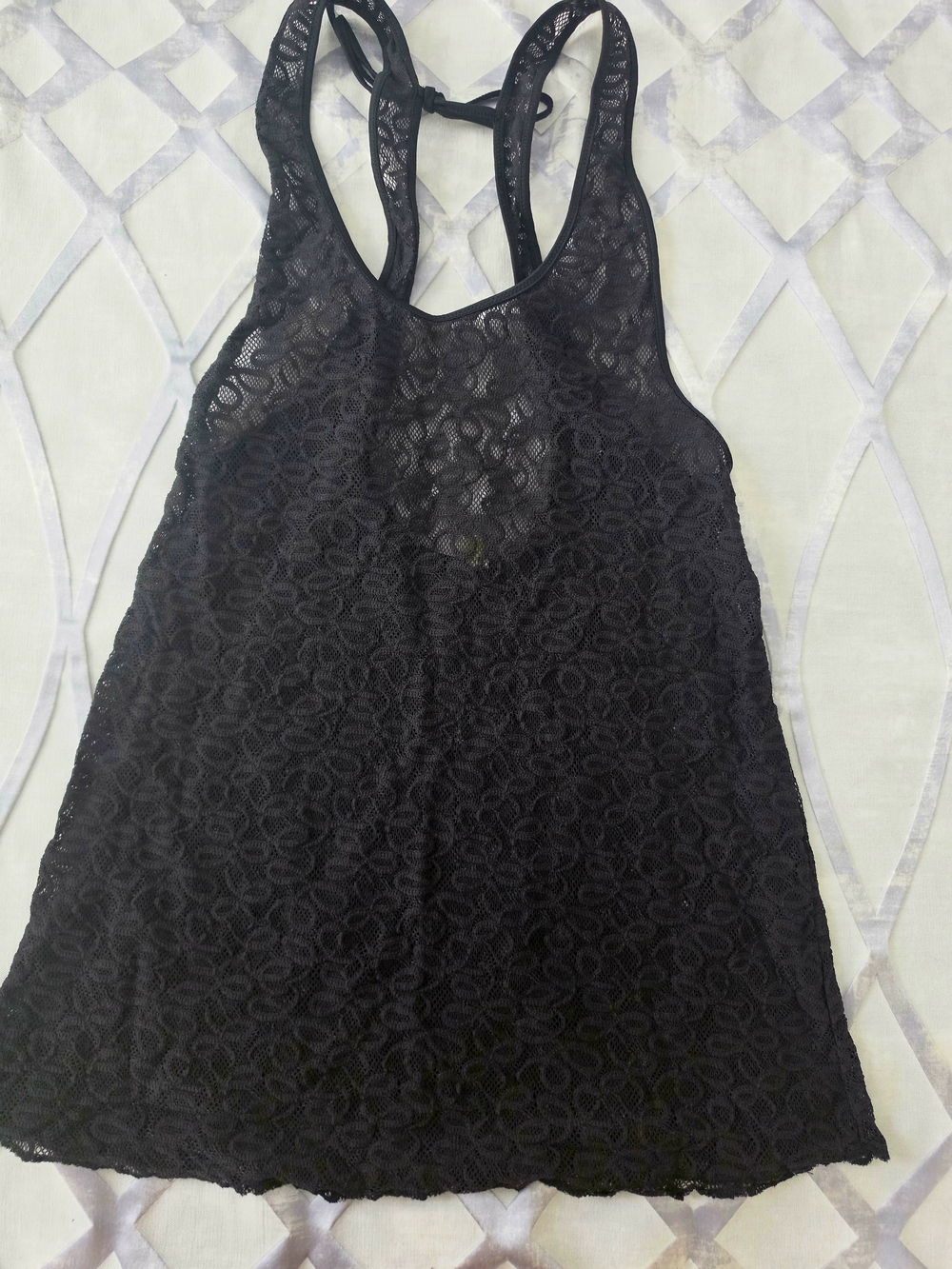 Victoria's Secret Sheer Black Lace Swim Cover-Up Dress – Low Back, Sz S